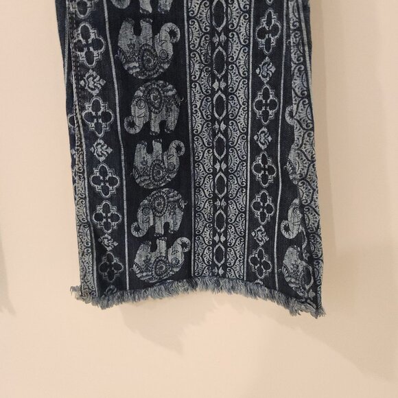 Hot Kiss Nina Flare Jeans Boho Hippie Mantra Disco Elephant Print Stretch Sz 7 - Picture 8 of 16